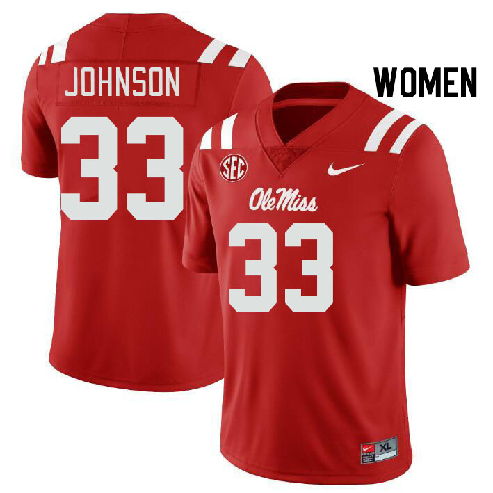 Women #33 Antione Johnson Ole Miss Rebels College Football Jerseys Stitched Sale-Red - Click Image to Close